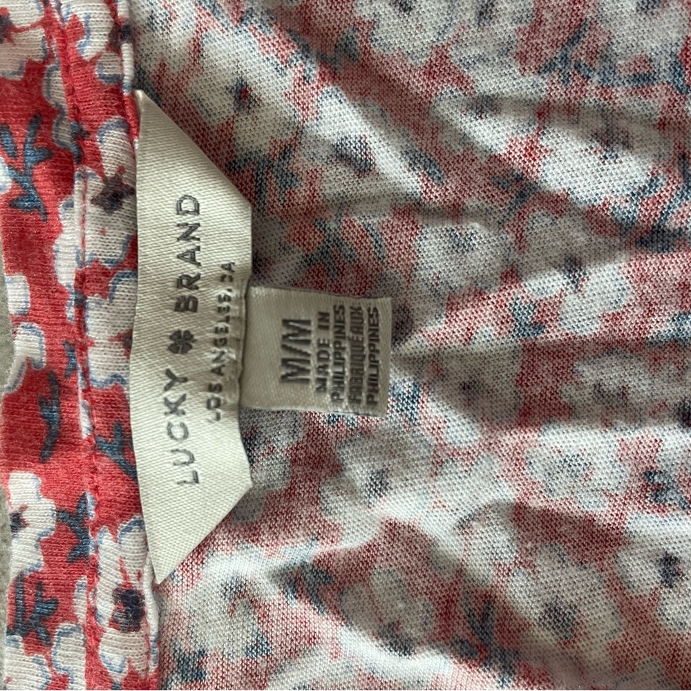 Lucky Brand Red and White Floral Blouse